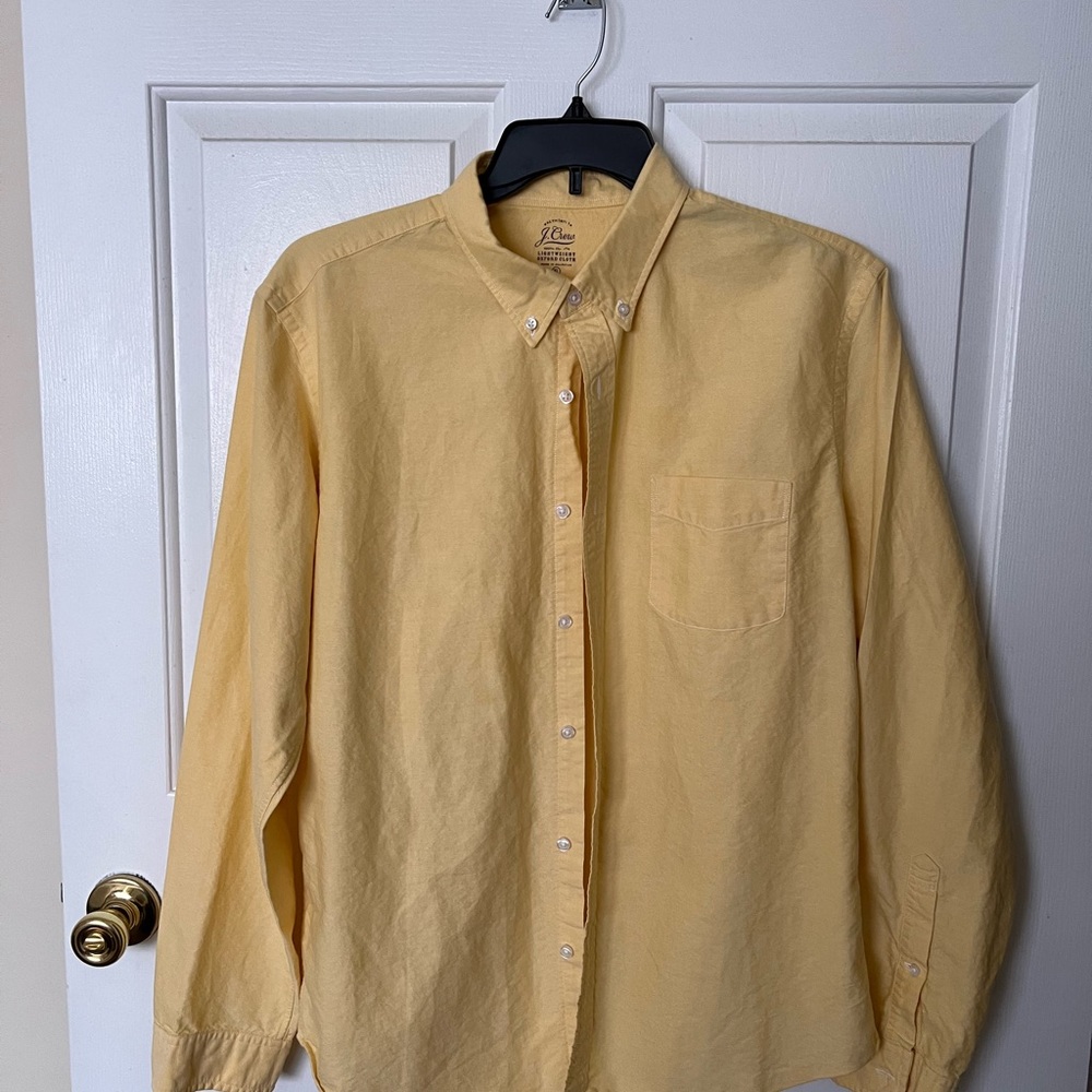 J Crew lightweight Oxford cloth yellow long sleeve shirt XL slim